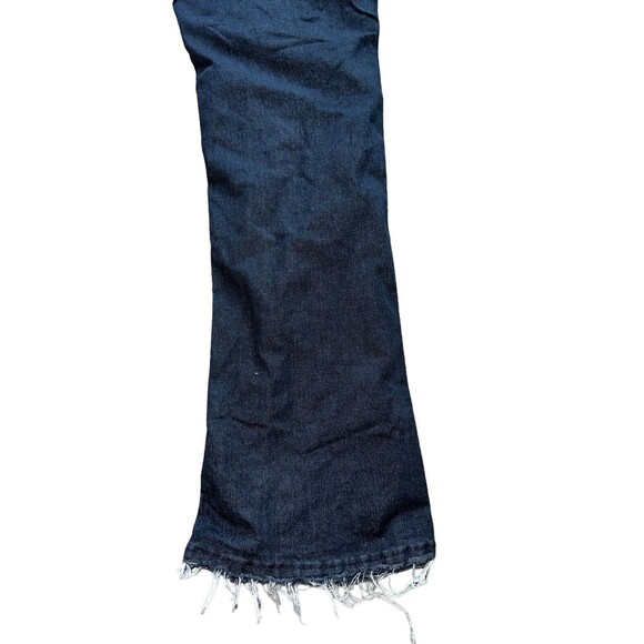 90s Grunge Distressed Black Flare Jeans Raw Hem Ripped Denim Streetwear Small - Picture 7 of 11